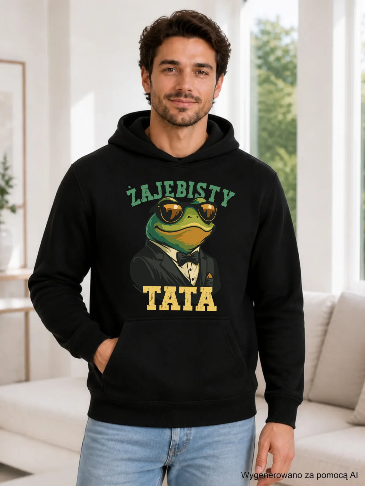 Bluza męska z kapturem dla taty - Żajebisty tata DT83