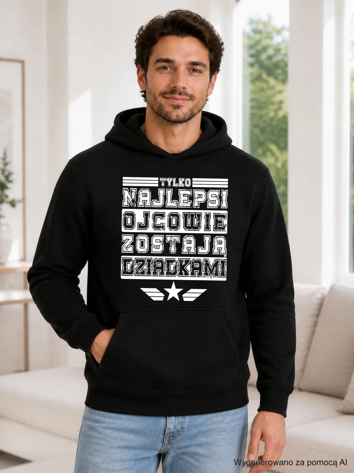 Bluza z kapturem dla dziadka - Tylko najlepsi ojcowie zostają dziadkami D25
