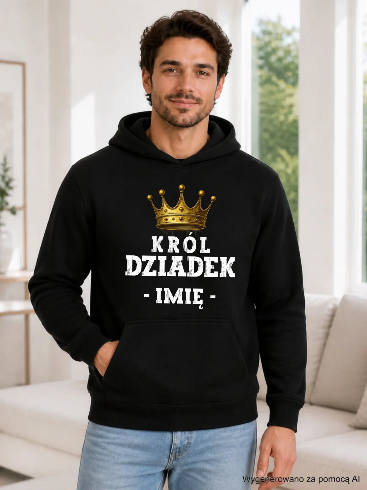 Bluza z kapturem dla dziadka - Król Dziadek - personalizowana D17