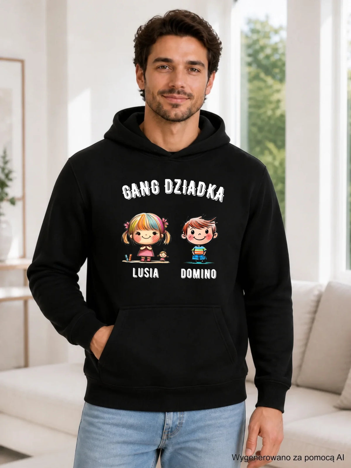 Bluza z kapturem dla dziadka - Gang Dziadka imiona wnuków 2-6 - personalizowana D18