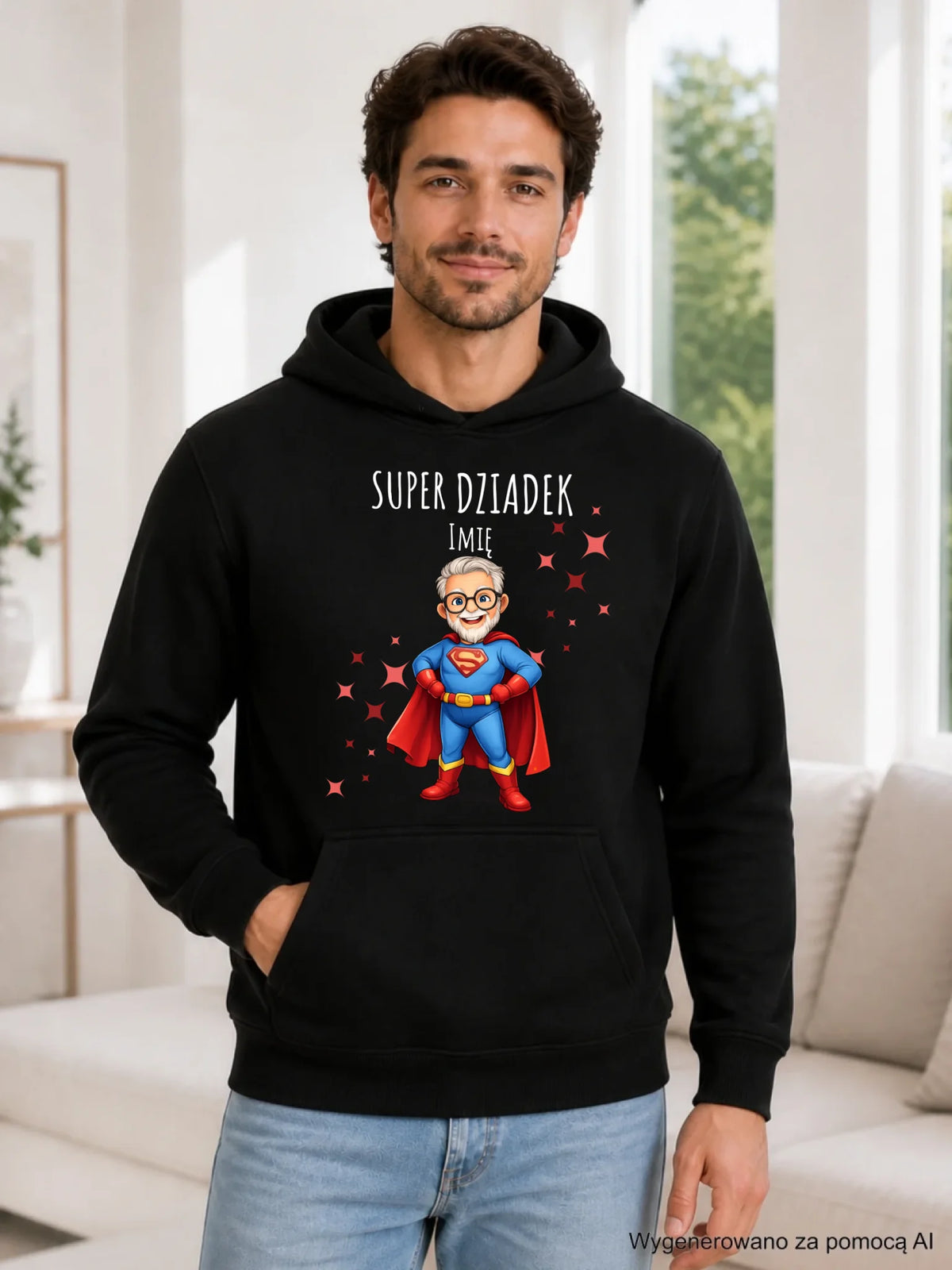 Bluza z kapturem dla dziadka - Super Dziadek - personalizowana D02