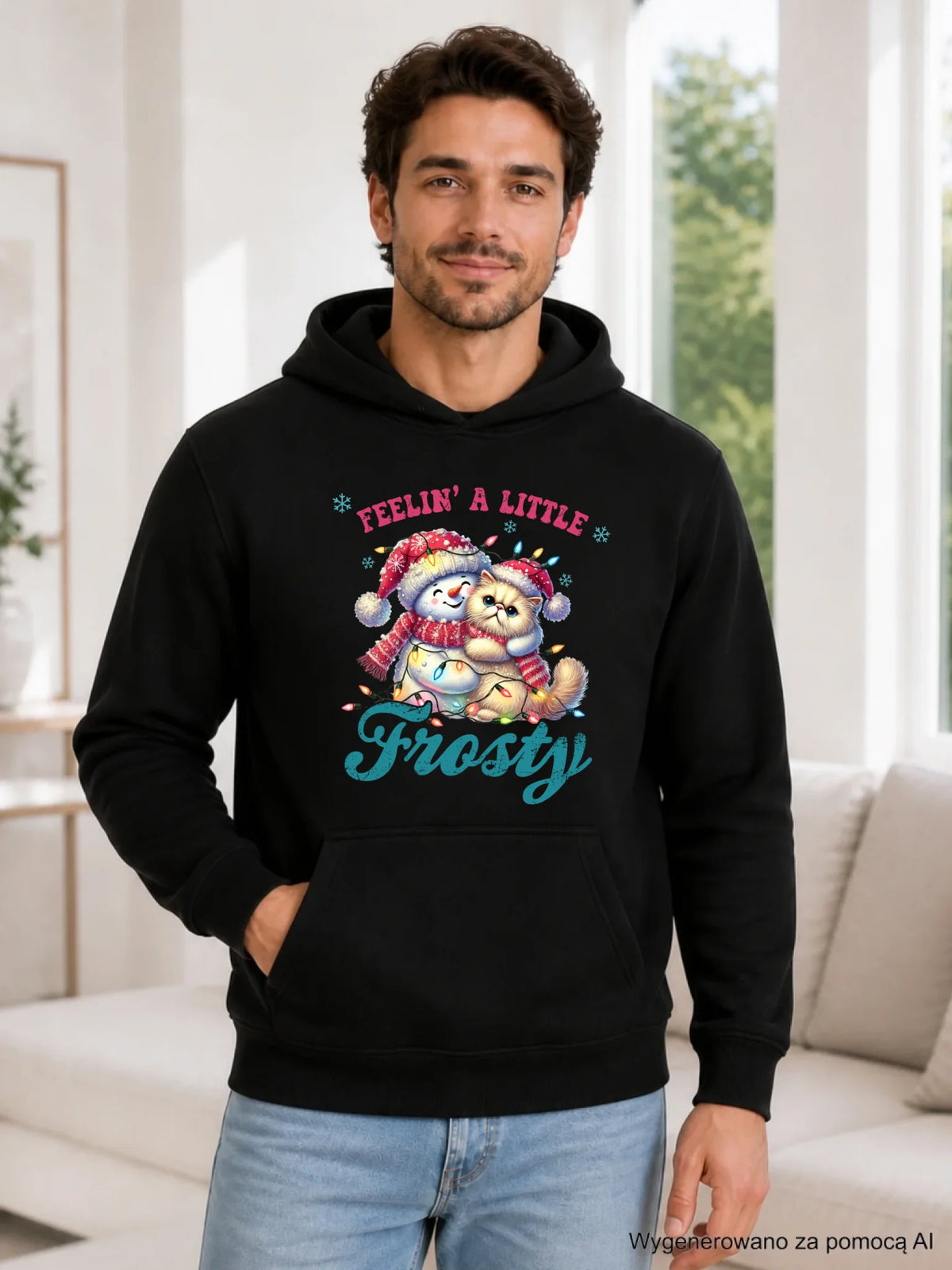 Bluza męska z kapturem świąteczna - Feelin' a little frosty BN52