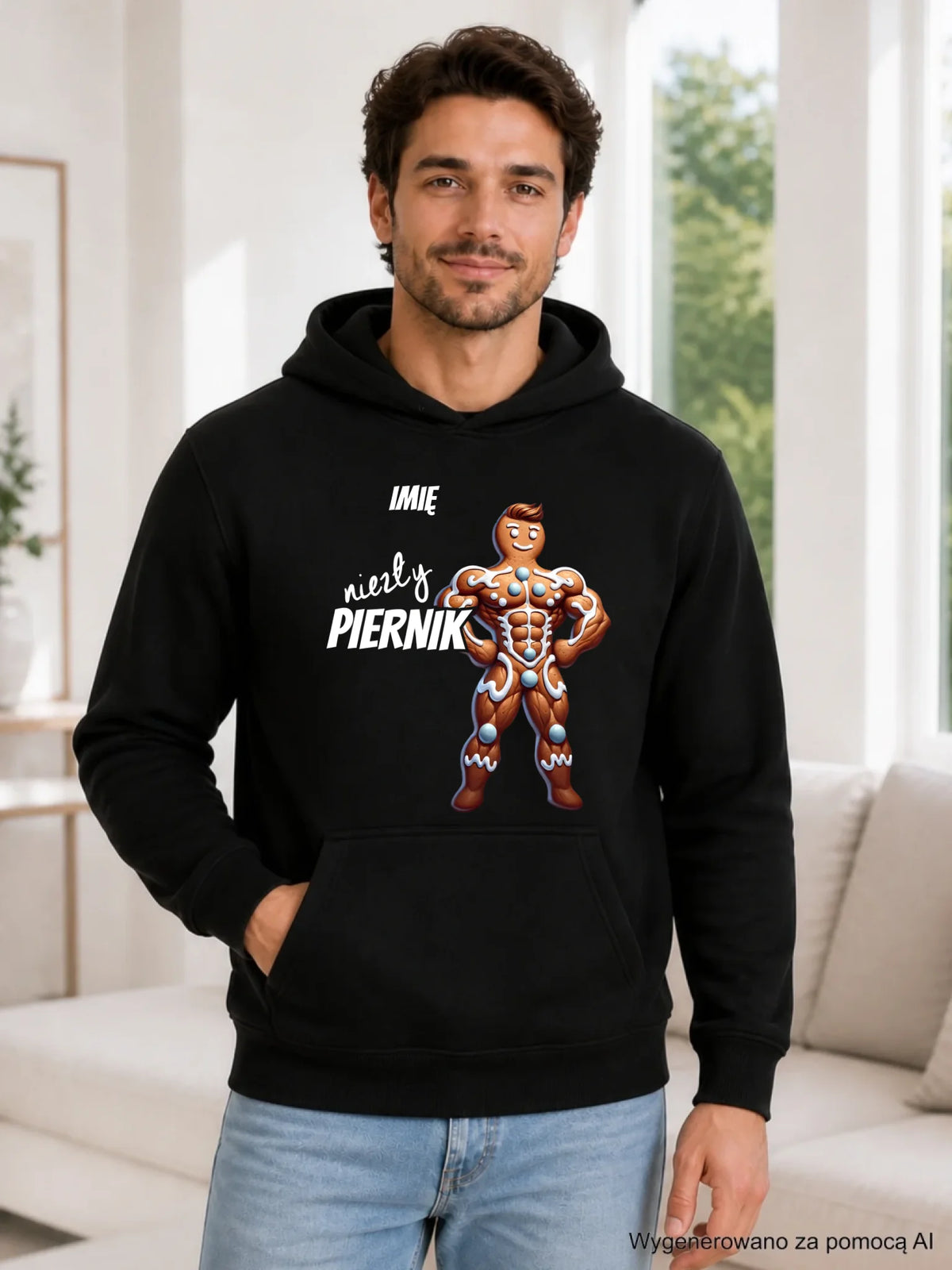 Bluza męska z kapturem świąteczna - Niezły piernik - personalizowana BN24