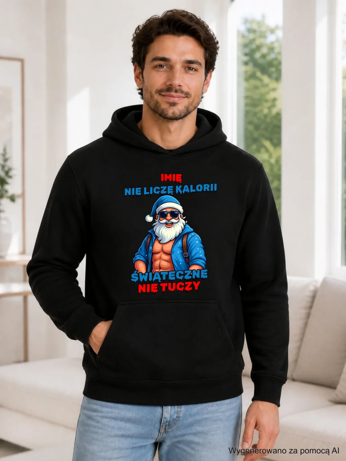 Bluza męska z kapturem świąteczna - Świąteczne nie tuczy - personalizowana BN118