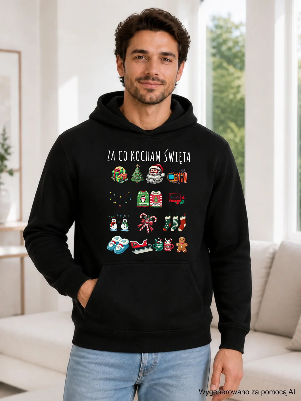 Bluza męska z kapturem świąteczna - Za co kocham święta BN130