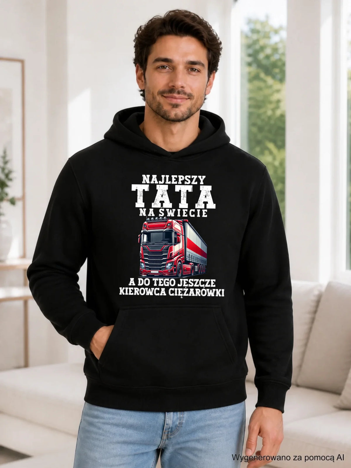 Bluza męska z kapturem - Najlepszy tata, a do tego kierowca ciężarówki ZKT09