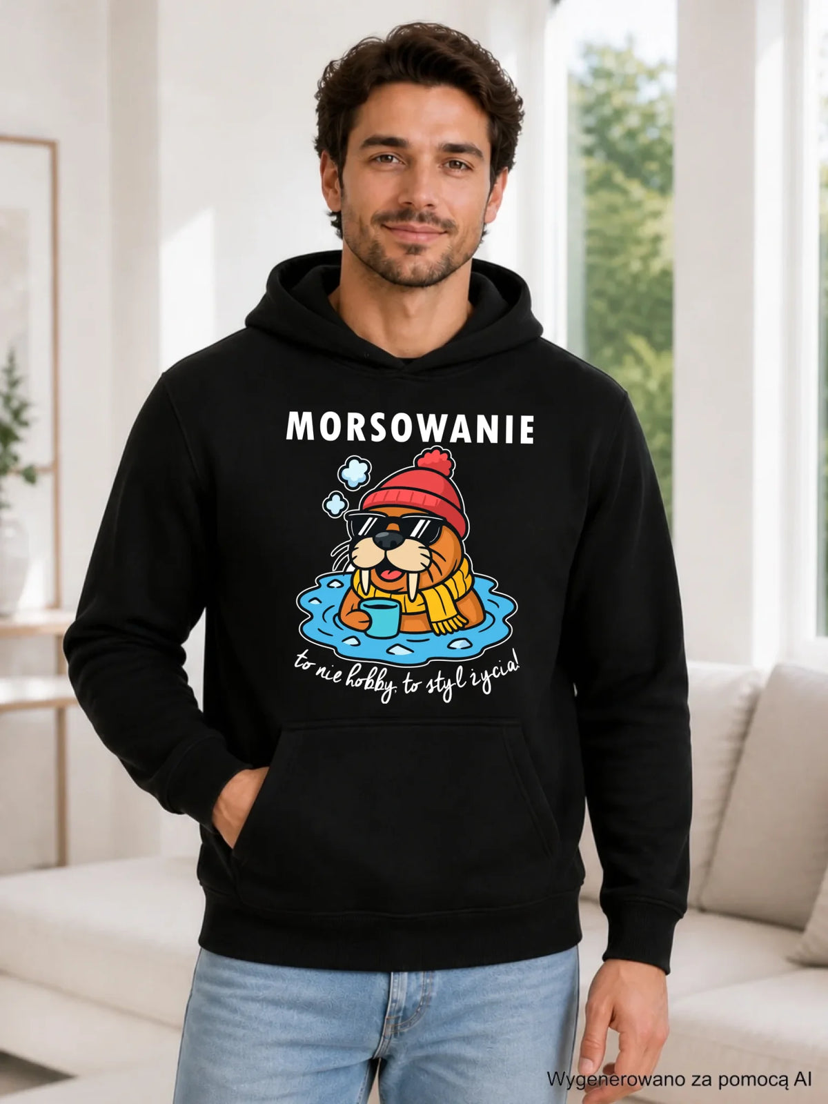 Bluza męska z kapturem - prezent dla morsa - Morsowanie to styl życia HM10