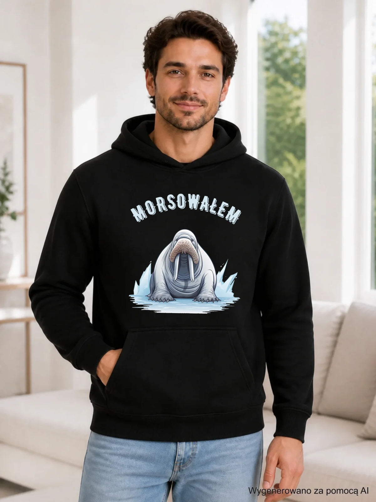 Bluza męska z kapturem dla morsa - Morsowałem HM01