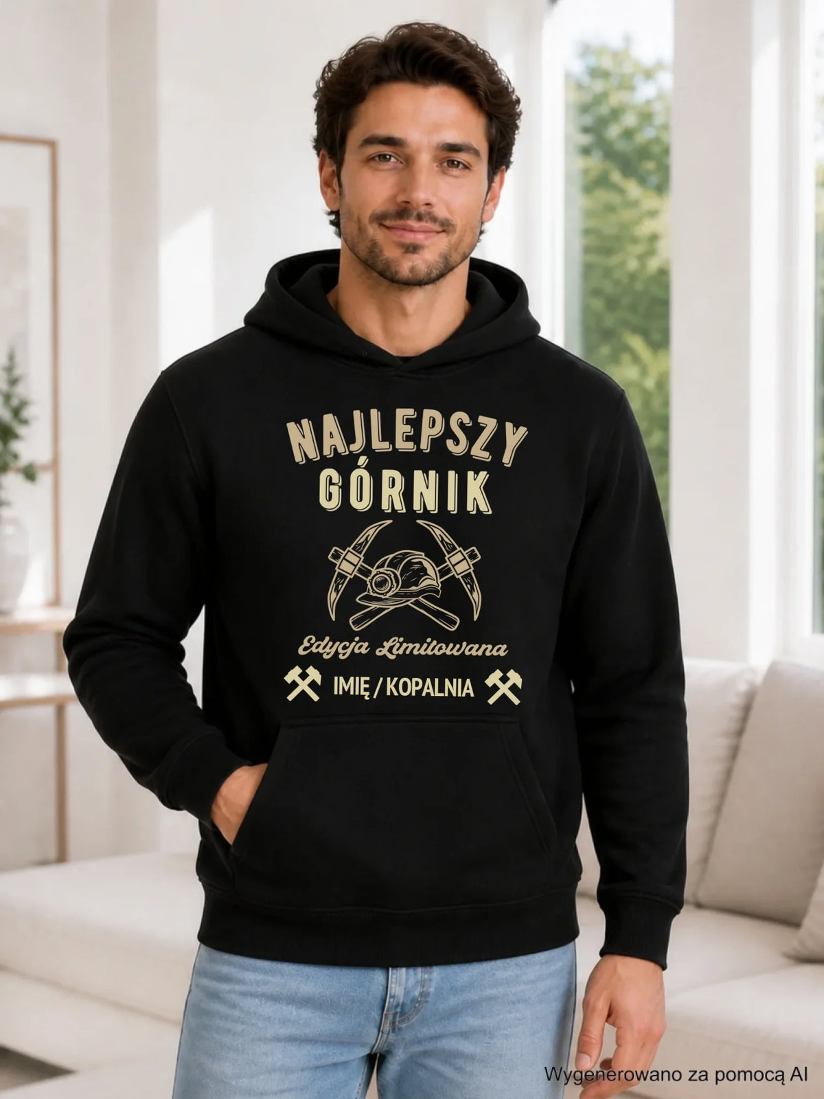 Bluza męska z kapturem - prezent dla górnika - Najlepszy górnik - personalizowana G27