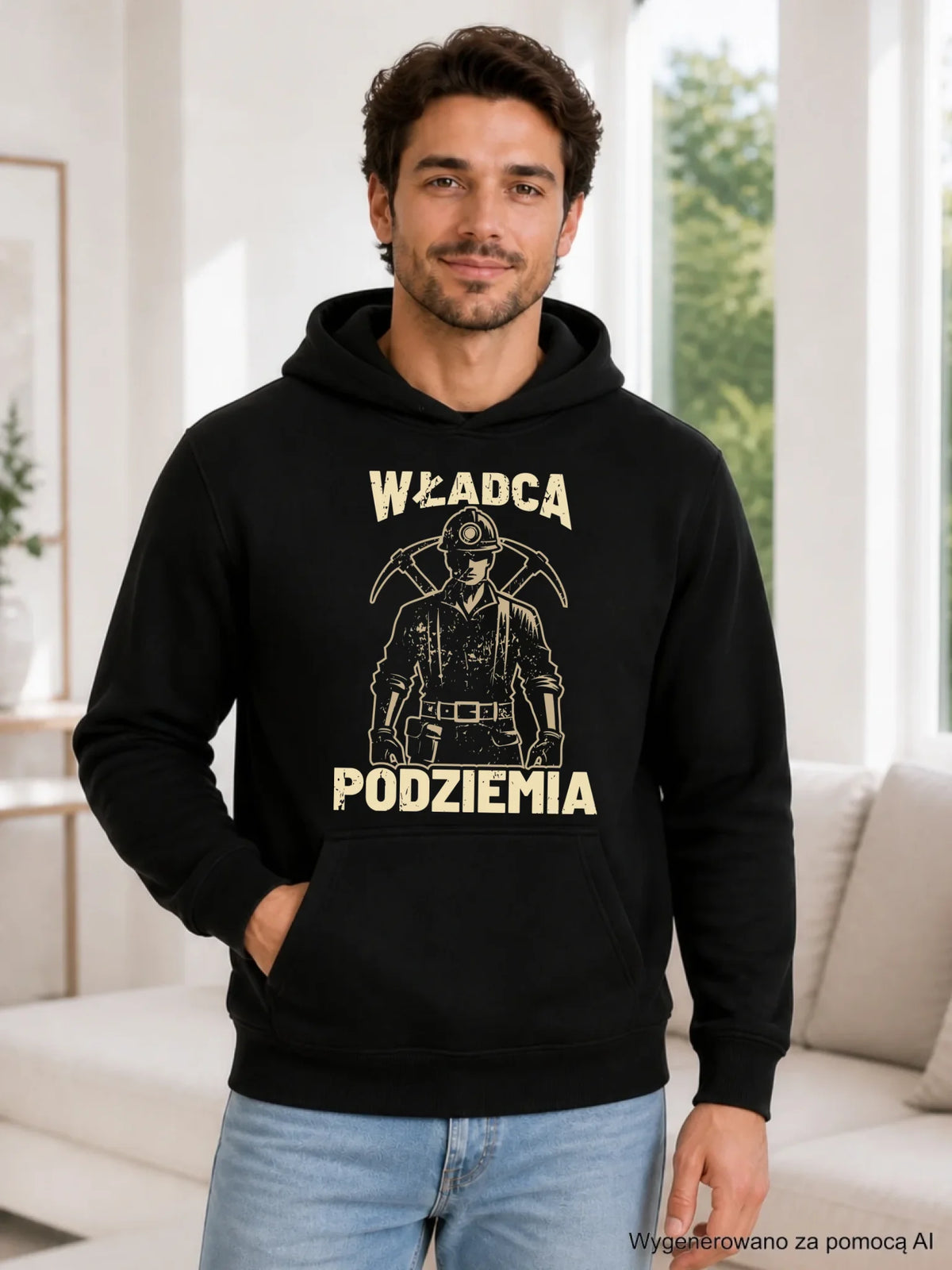 Bluza męska z kapturem - prezent dla górnika - Władca podziemia G25