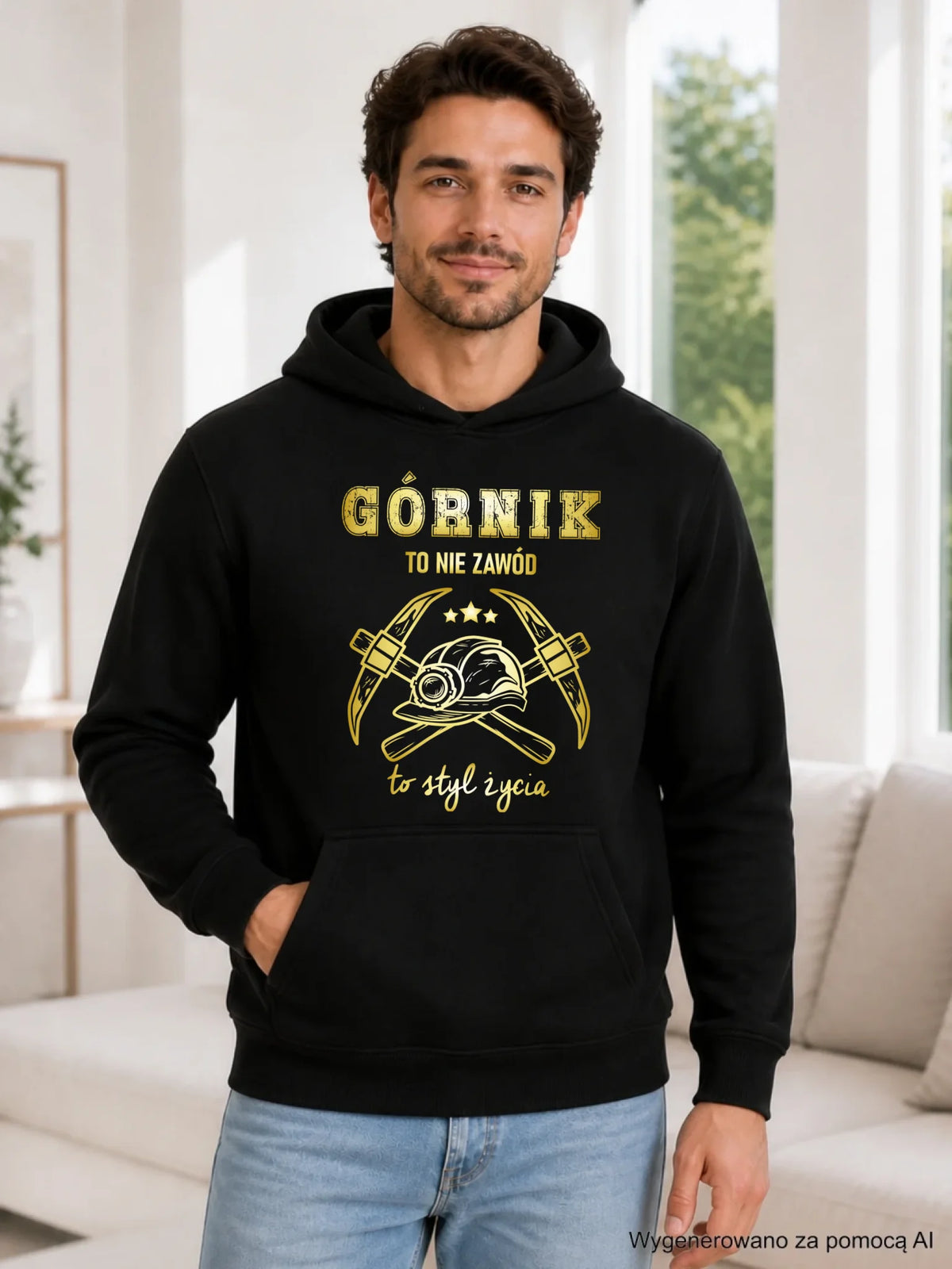 Bluza męska z kapturem - prezent dla górnika - Górnik to nie zawód to styl życia G05