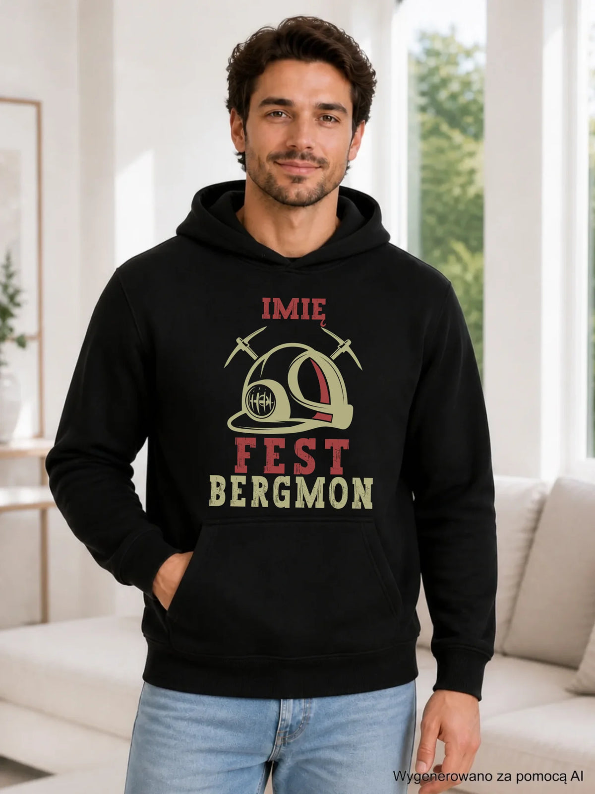 Bluza męska z kapturem - prezent dla górnika - Fest bergmon - personalizowana G07