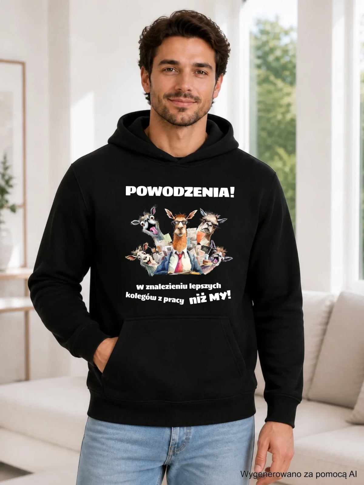 Bluza męska z kapturem na odejście z pracy - Powodzenia w znalezieniu lepszych kolegów OP08