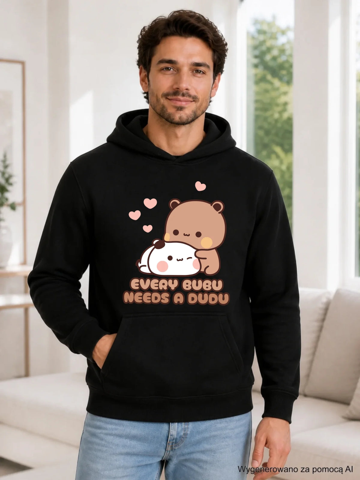 Bluza męska z kapturem dla par - Every Bubu needs a Dudu W33
