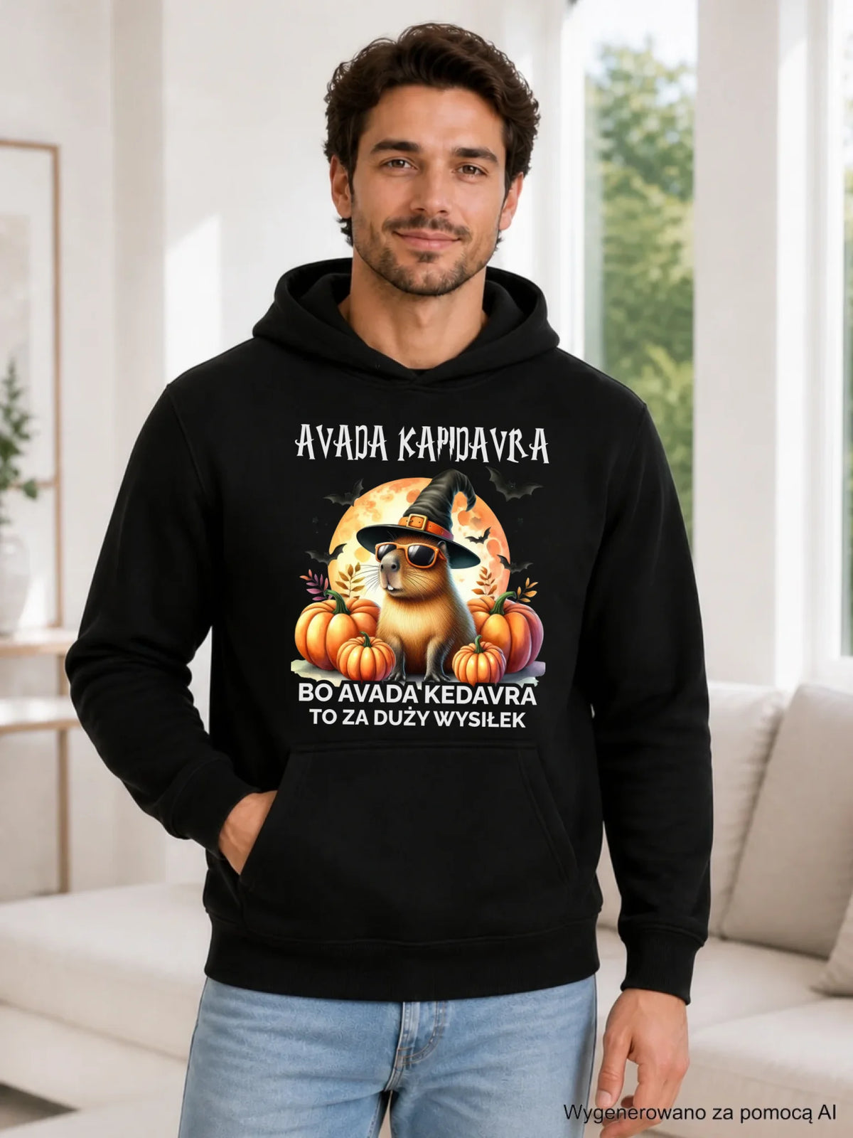 Bluza męska z kapturem halloweenowa - Kapibara - Avada Kapidavra HL21