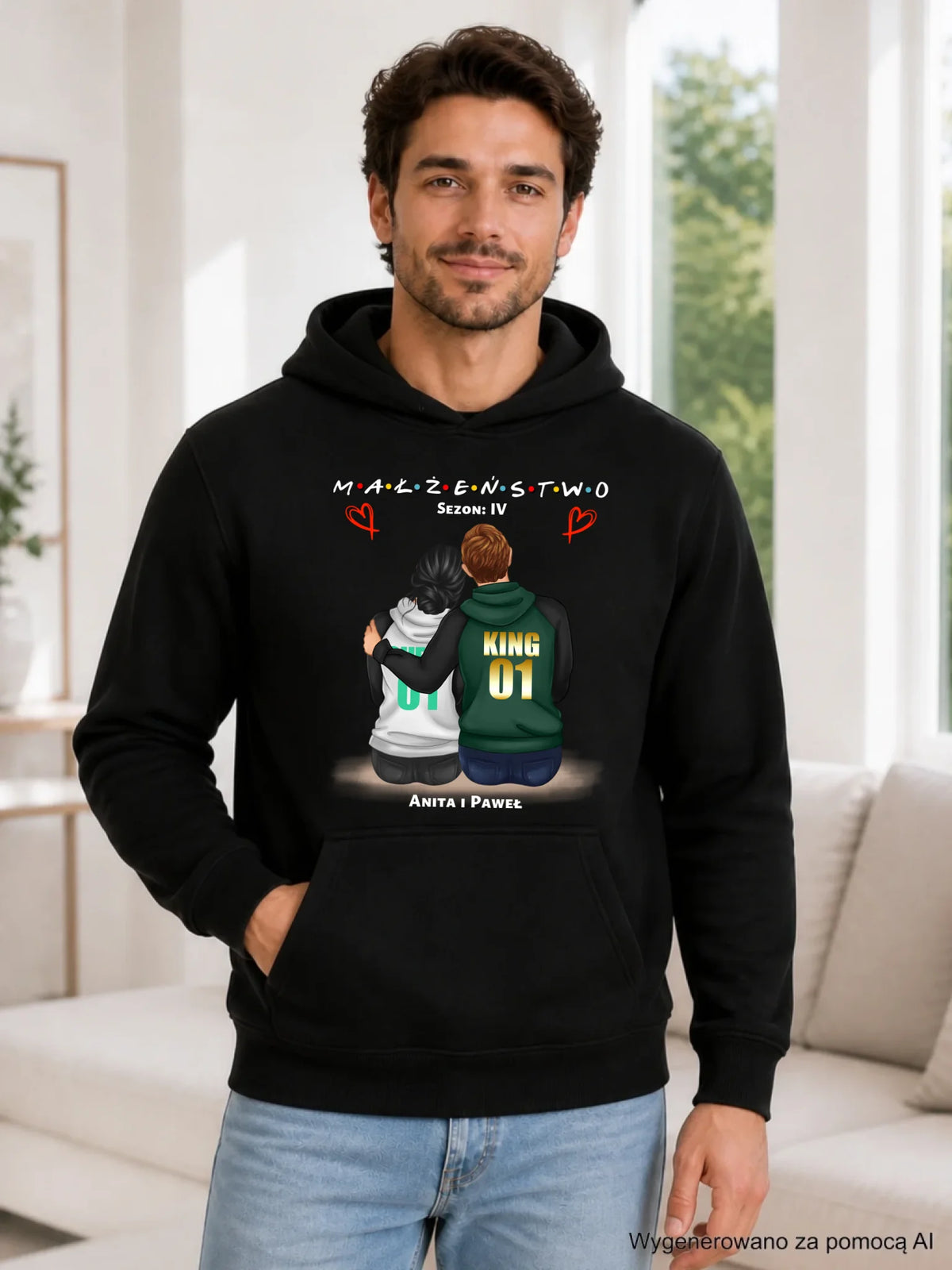 Bluza męska z kapturem dla męża - Małżeństwo Sezon - personalizowana W05