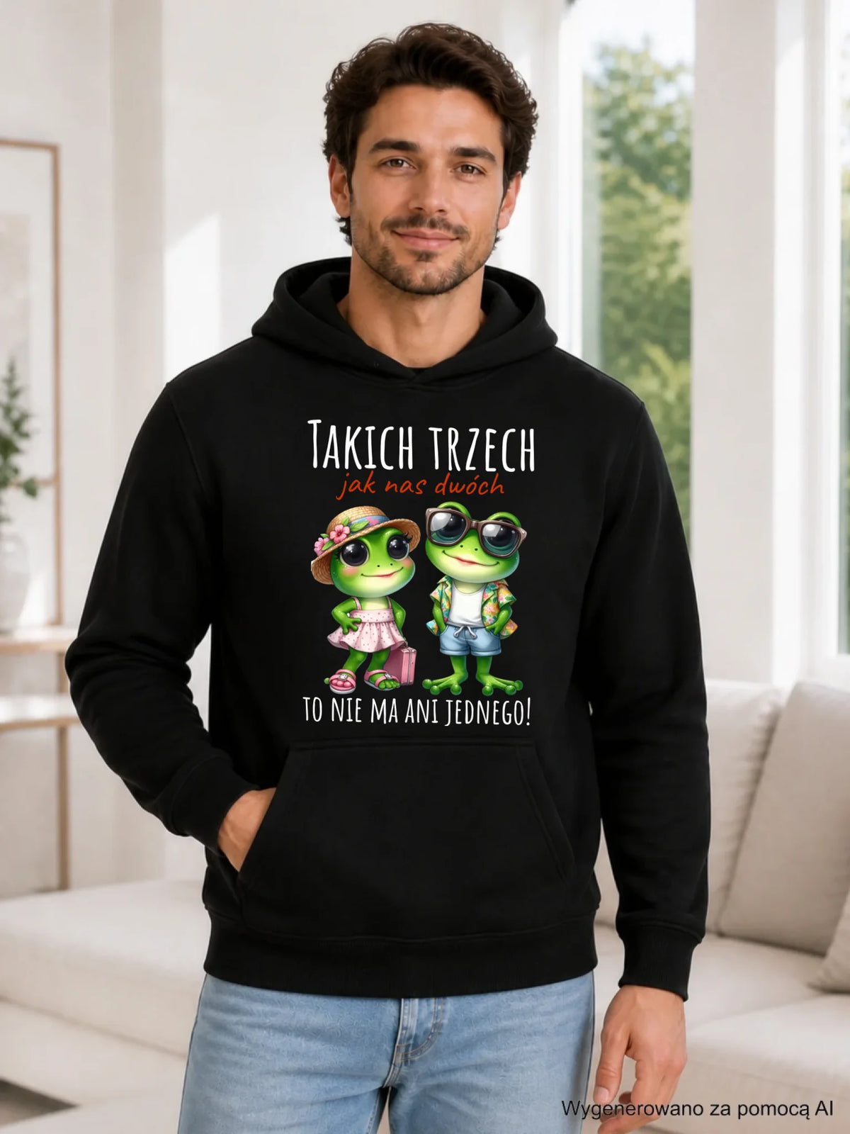 Bluza męska z kapturem - Żabki Takich trzech jak nas dwóch DCH11