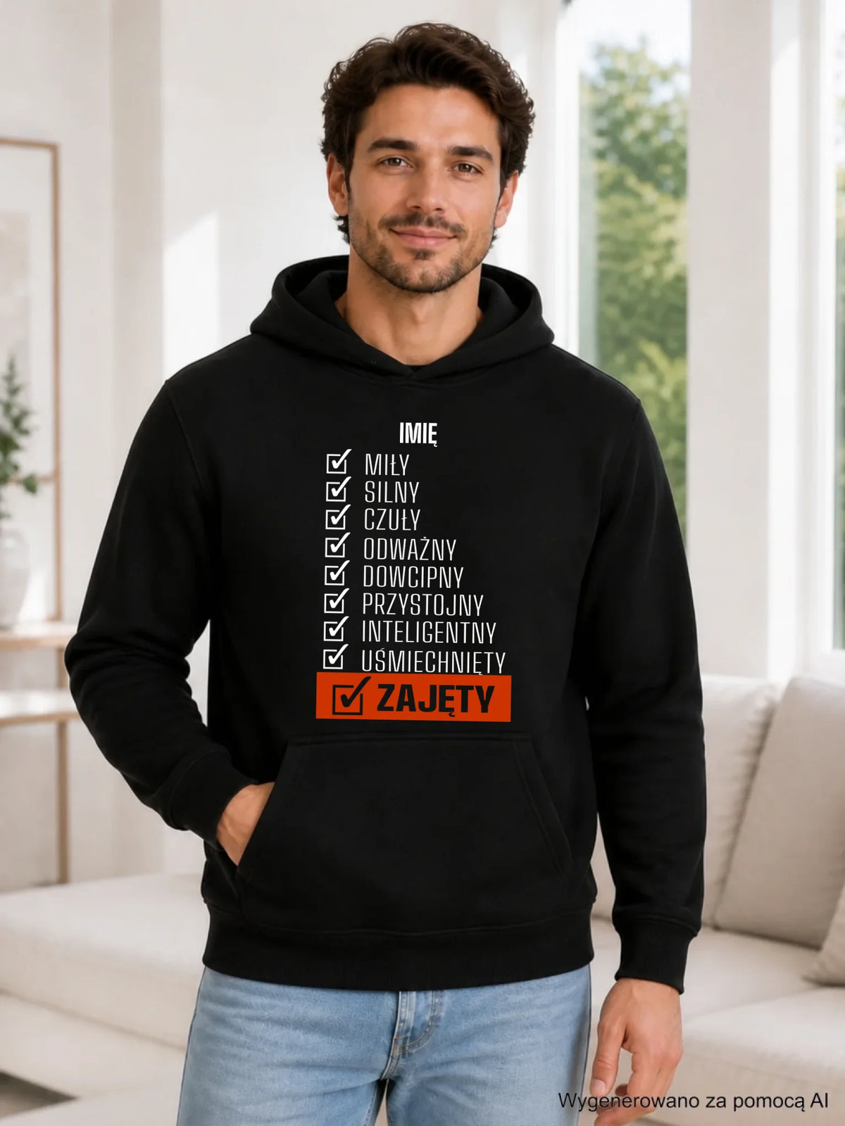 Bluza męska z kapturem - Zajęty prezent dla chłopaka męża narzeczonego - personalizowana DCH05