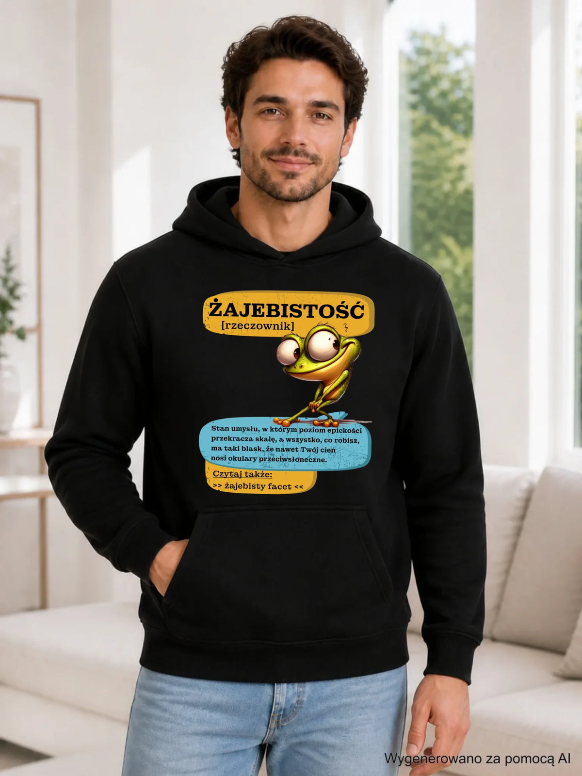 Bluza męska z kapturem - Żajebistość [rzeczownik] prezent na Dzień Chłopaka DCH06