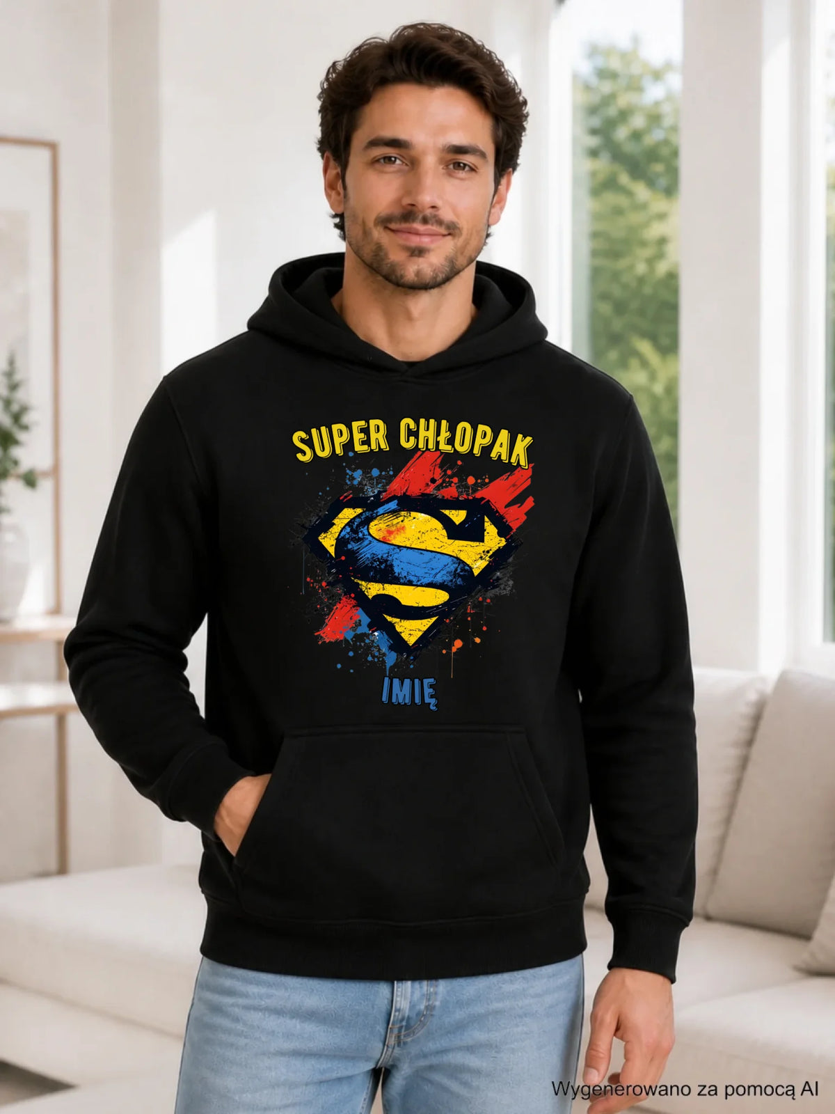 Bluza męska z kapturem - prezent na Dzień Chłopaka - Super Chłopak - personalizowana DCH18