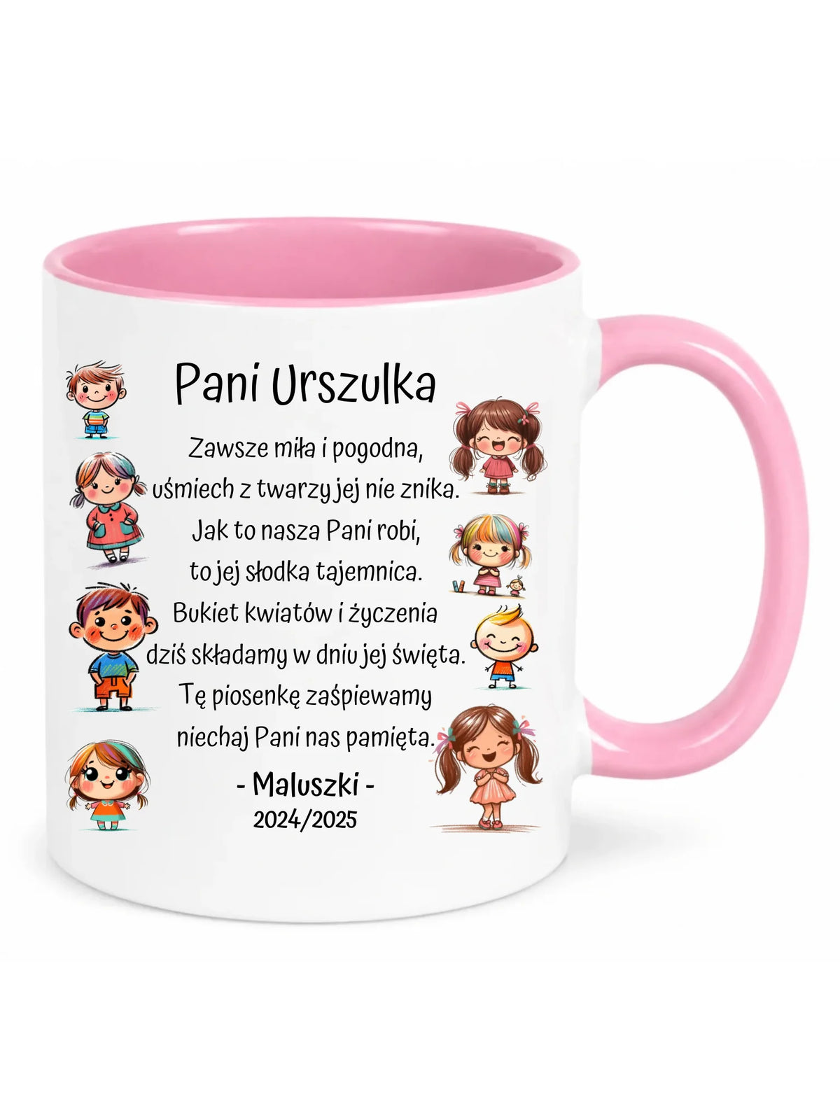 Kubek dla przedszkolanki z imieniem wierszykiem oraz grupą N19
