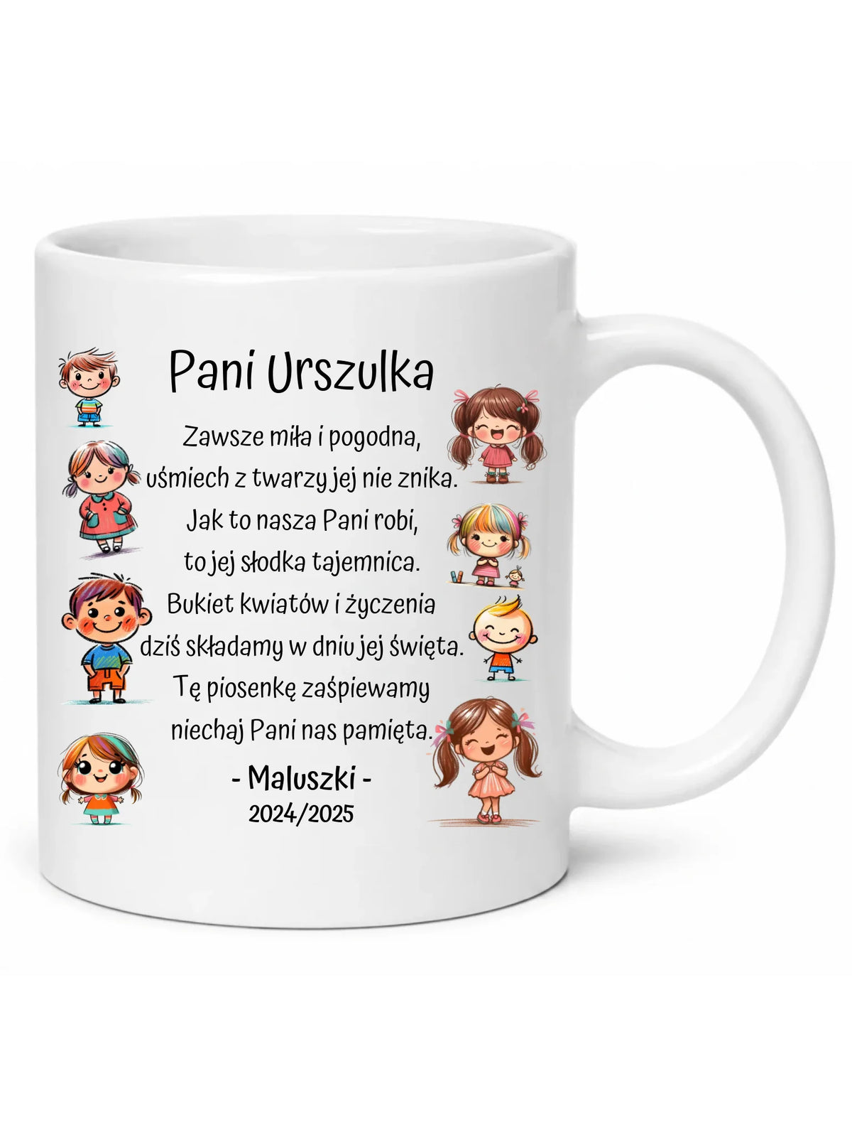 Kubek dla przedszkolanki z imieniem wierszykiem oraz grupą N19