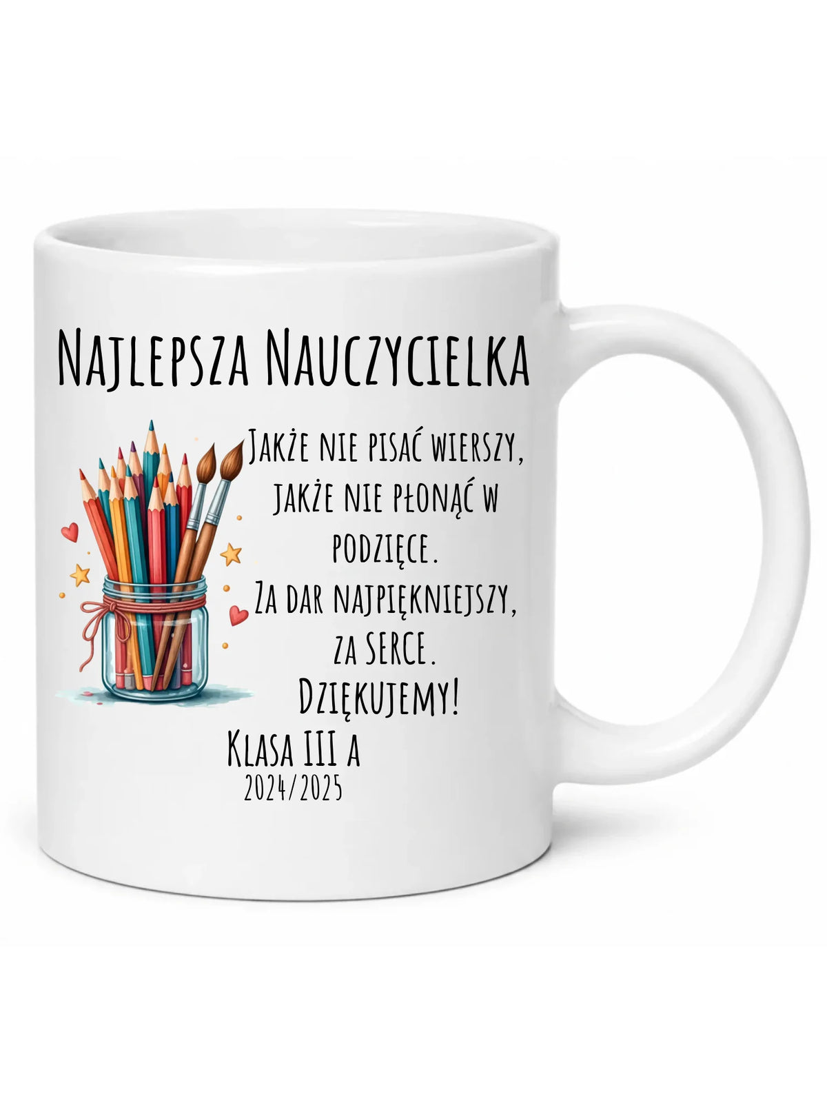 Kubek dla nauczycielki z własnym tekstem i podpisem N20