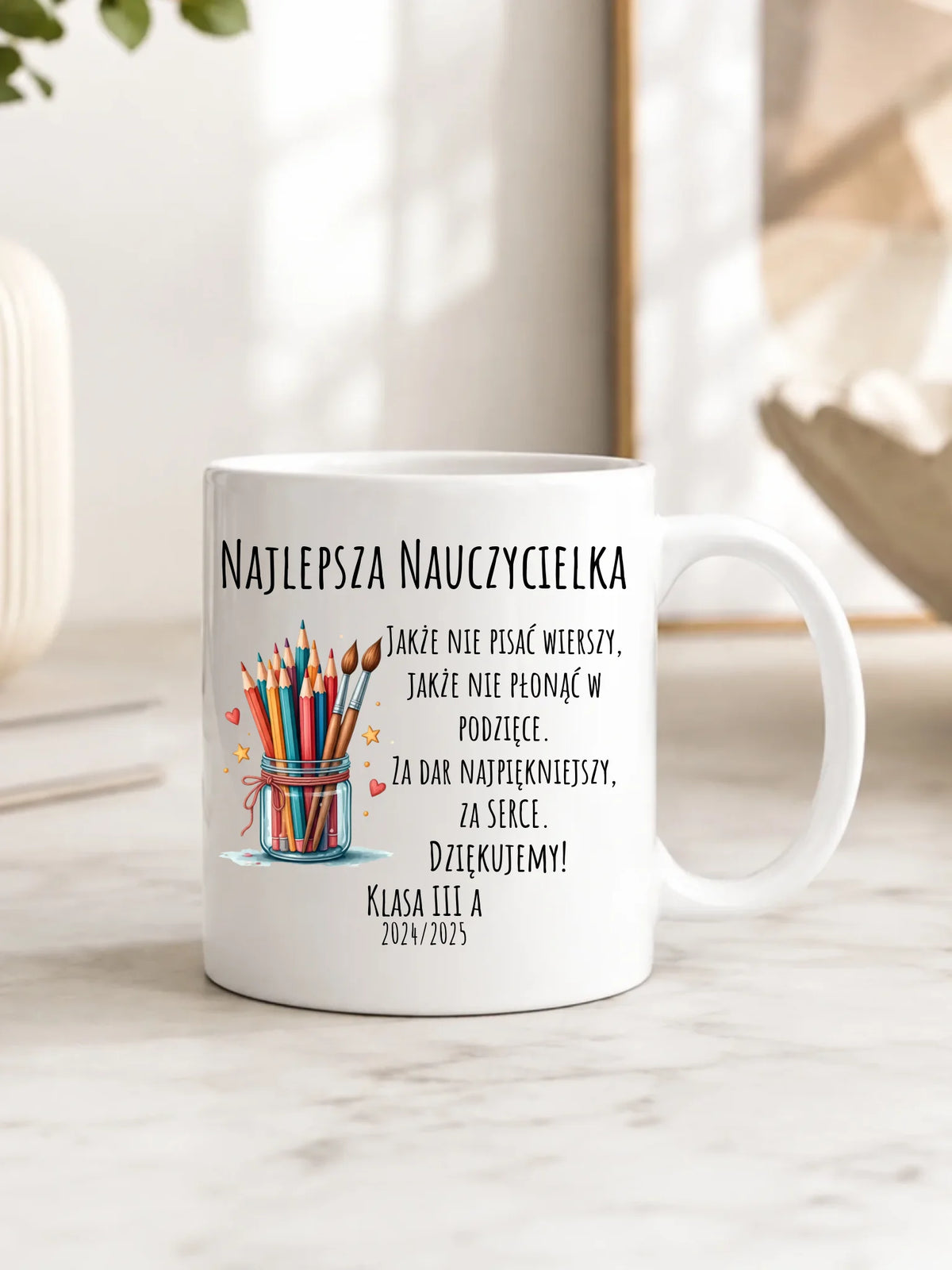 Kubek dla nauczycielki z własnym tekstem i podpisem N20
