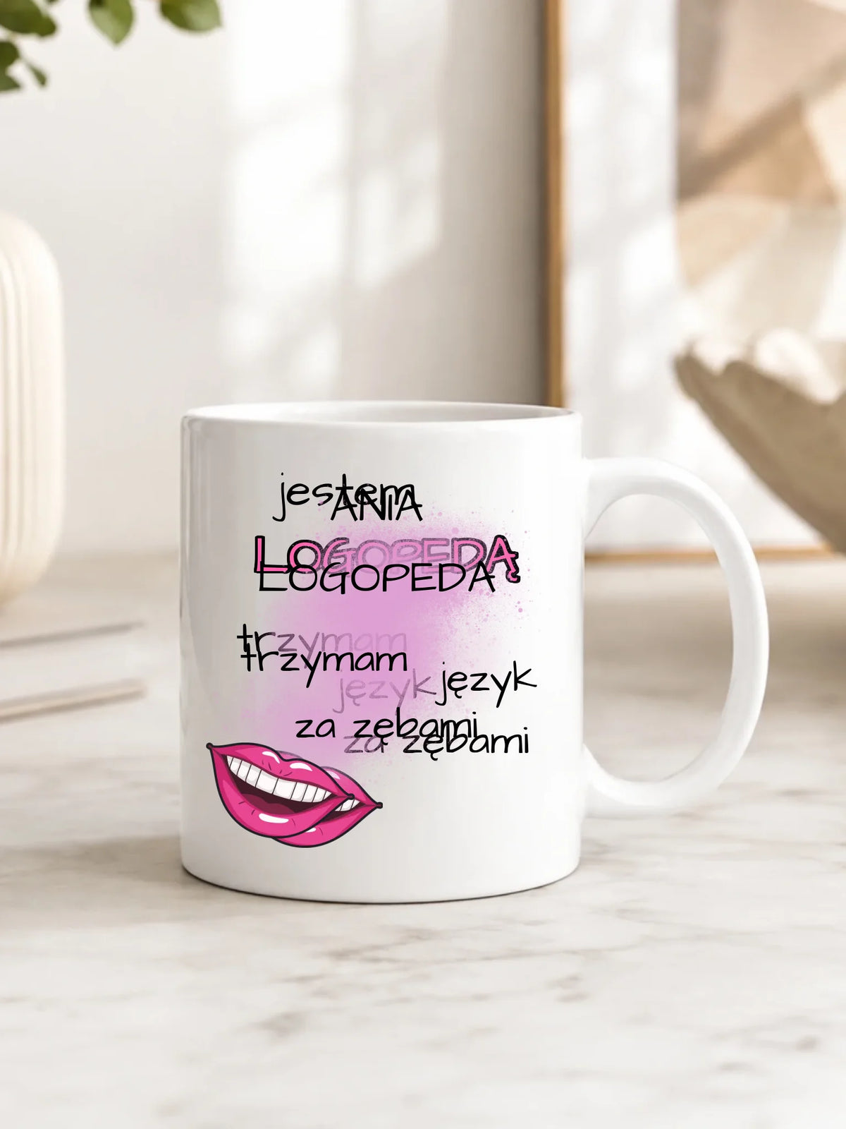 Kubek z imieniem dla logopedy N24
