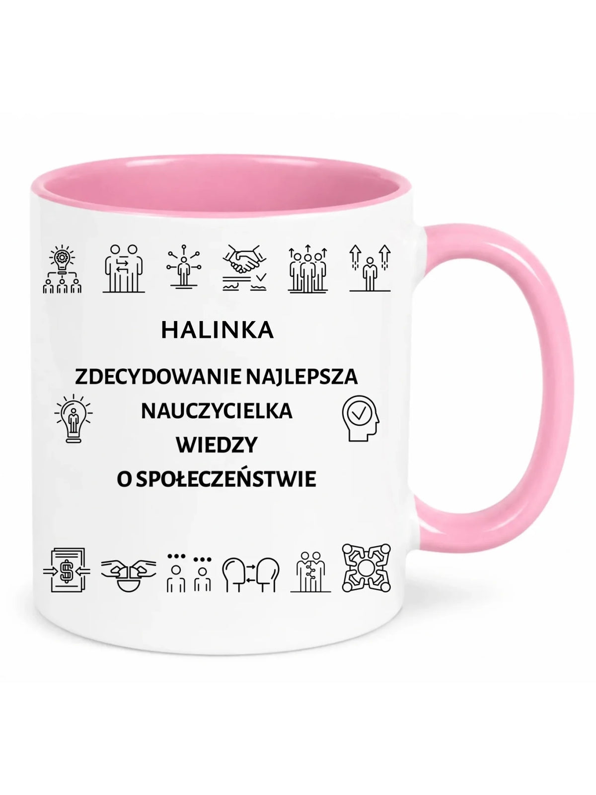 Kubek z imieniem dla nauczyciela i nauczycielki - Wiedza o społeczeństwie WOS N59