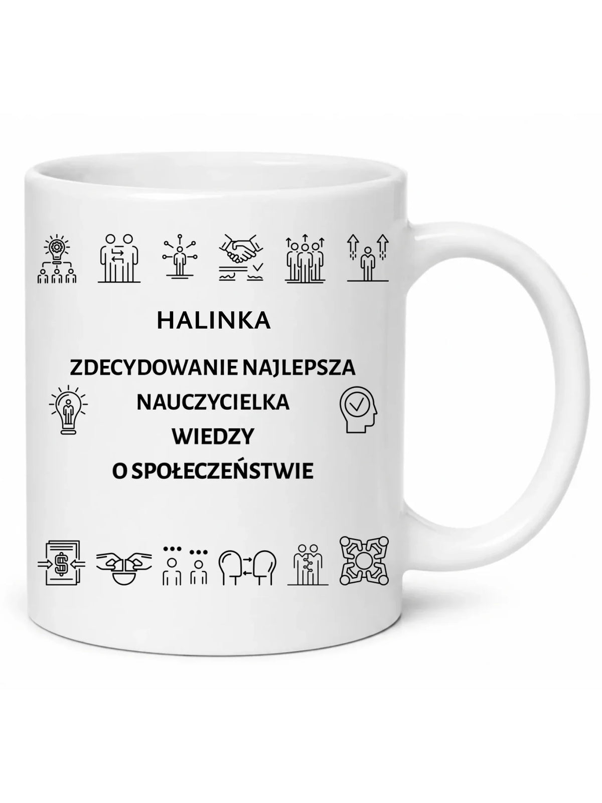 Kubek z imieniem dla nauczyciela i nauczycielki - Wiedza o społeczeństwie WOS N59