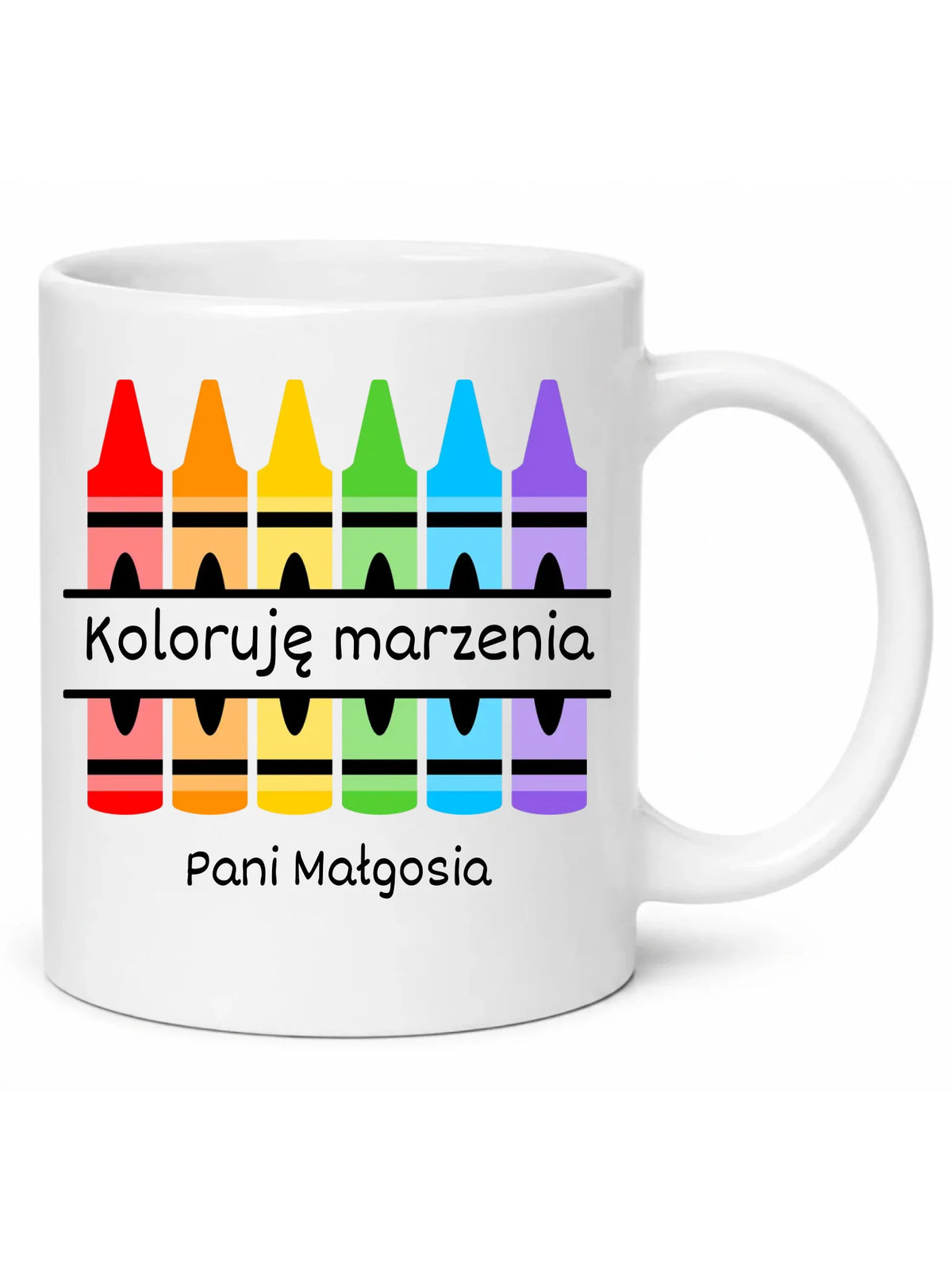 Kubek z imieniem dla nauczycielki koloruję marzenia N69