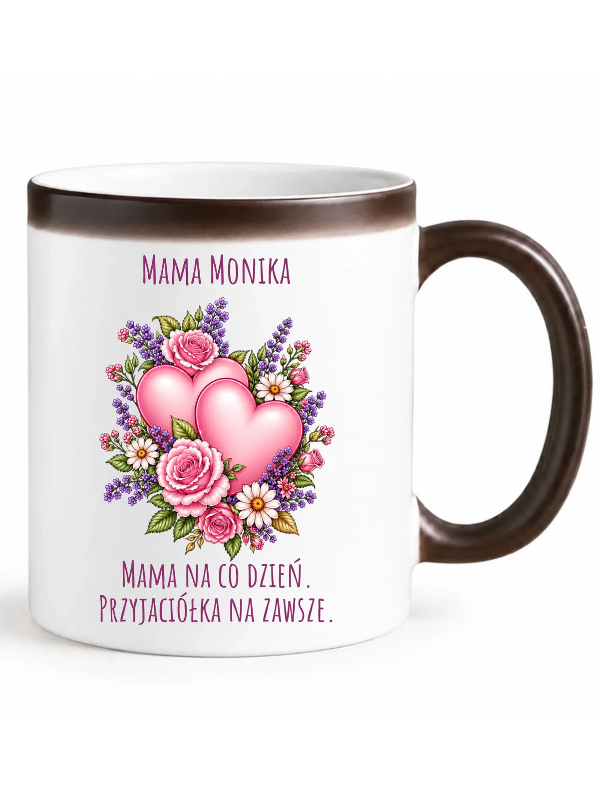 Kubek magiczny dla mamy - Bukiet z sercami przyjaciółka - personalizowany DM39