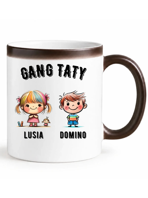 Kubek magiczny dla taty z imionami dzieci - Gang taty - personalizowany DT09