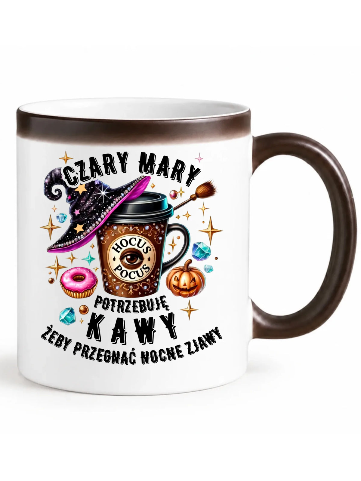Kubek magiczny na Halloween - Potrzebuję kawy HL03