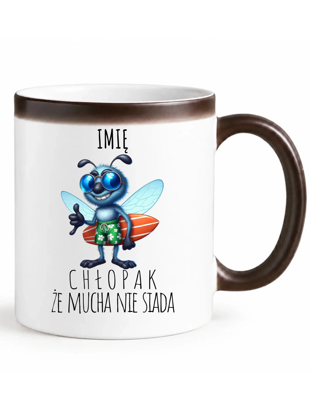 Kubek magiczny - prezent dla chłopaka - Chłopak, że mucha nie siada essa - personalizowany DCH29