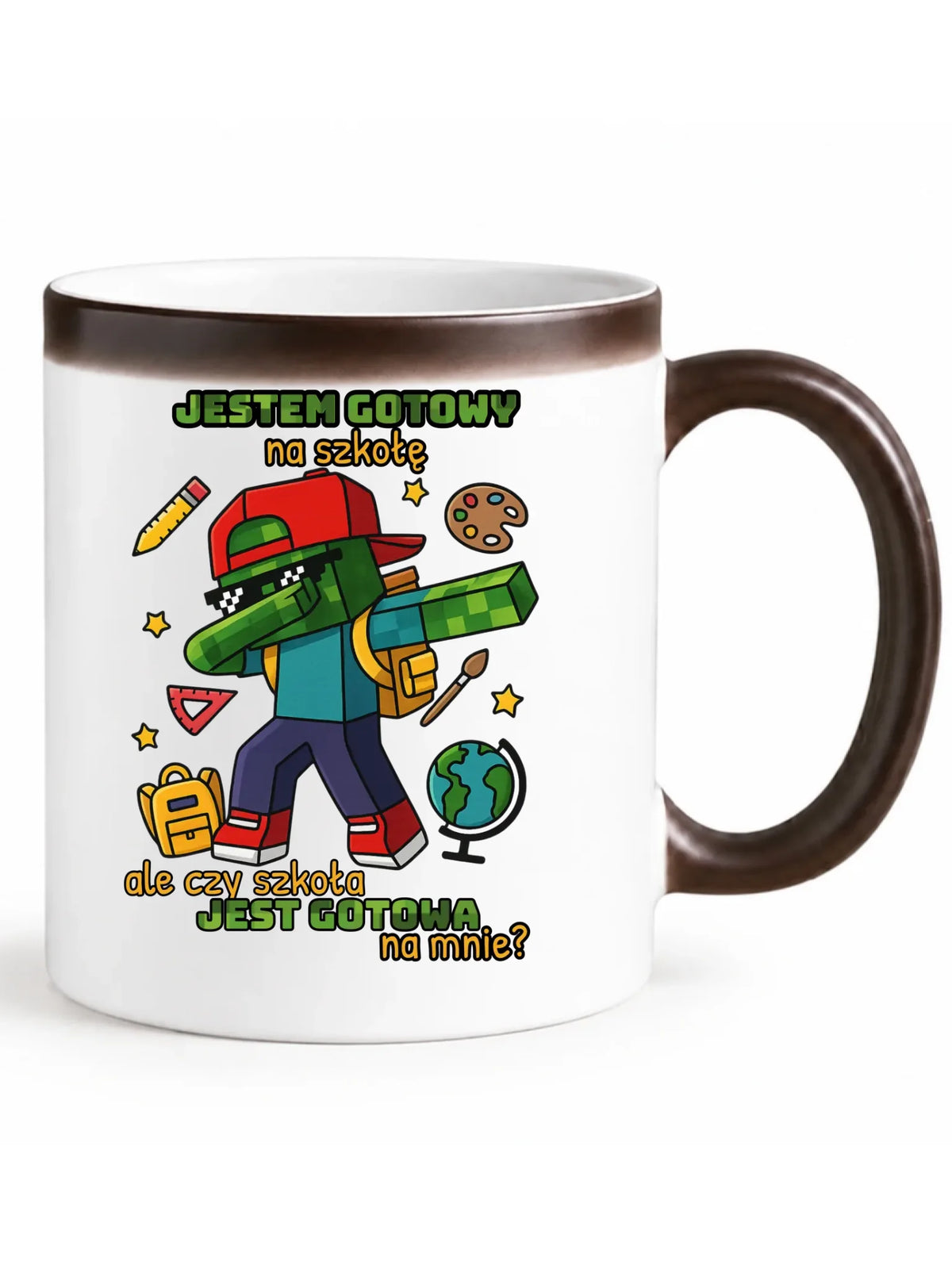Kubek magiczny inspirowany Minecraft'em Jestem gotowy na szkołę SZ05