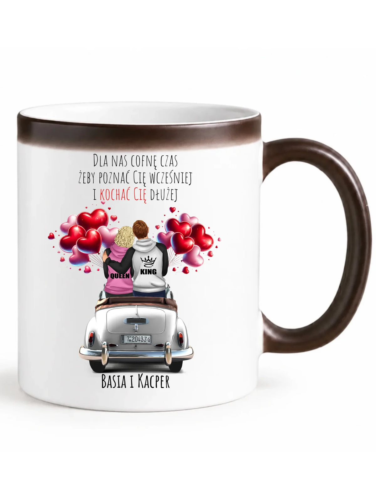 Kubek magiczny dla par - Dla nas cofnę czas - personalizowany W08