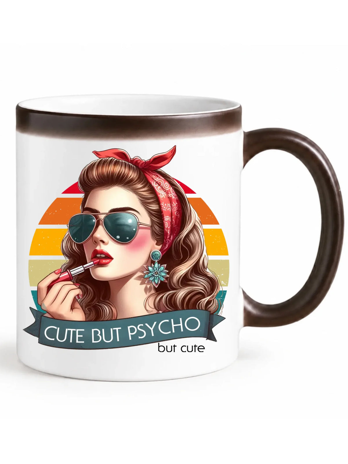 Kubek magiczny – Cute but psycho - w stylu retro DZ09