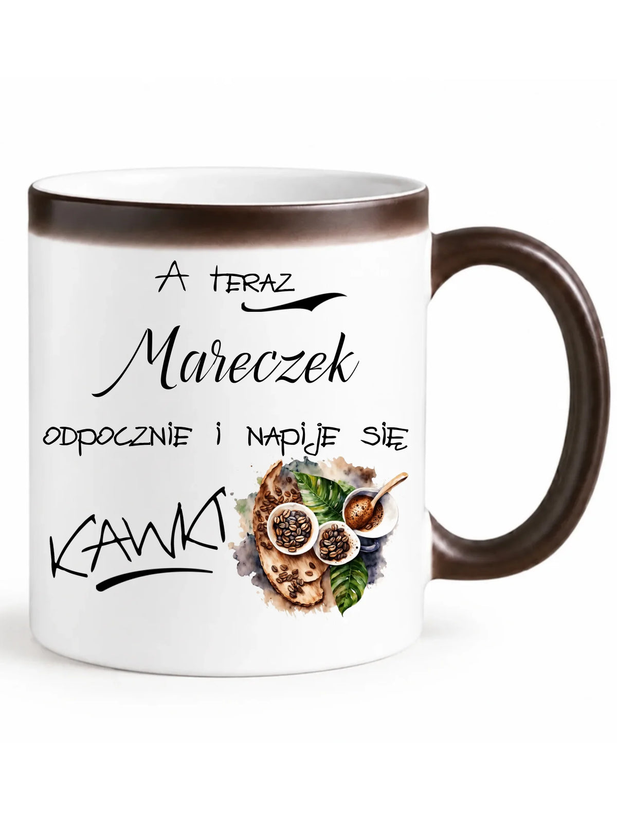 Kubek magiczny - Odpocznie i napije się kawki prezent dla kawosza - personalizowany DCH04
