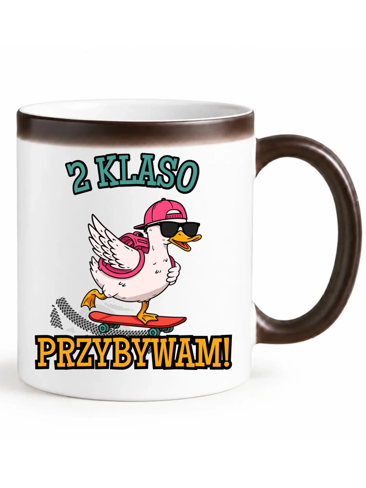 Kubek magiczny na powrót do szkoły Przybywam personalizuj klasę SZ08