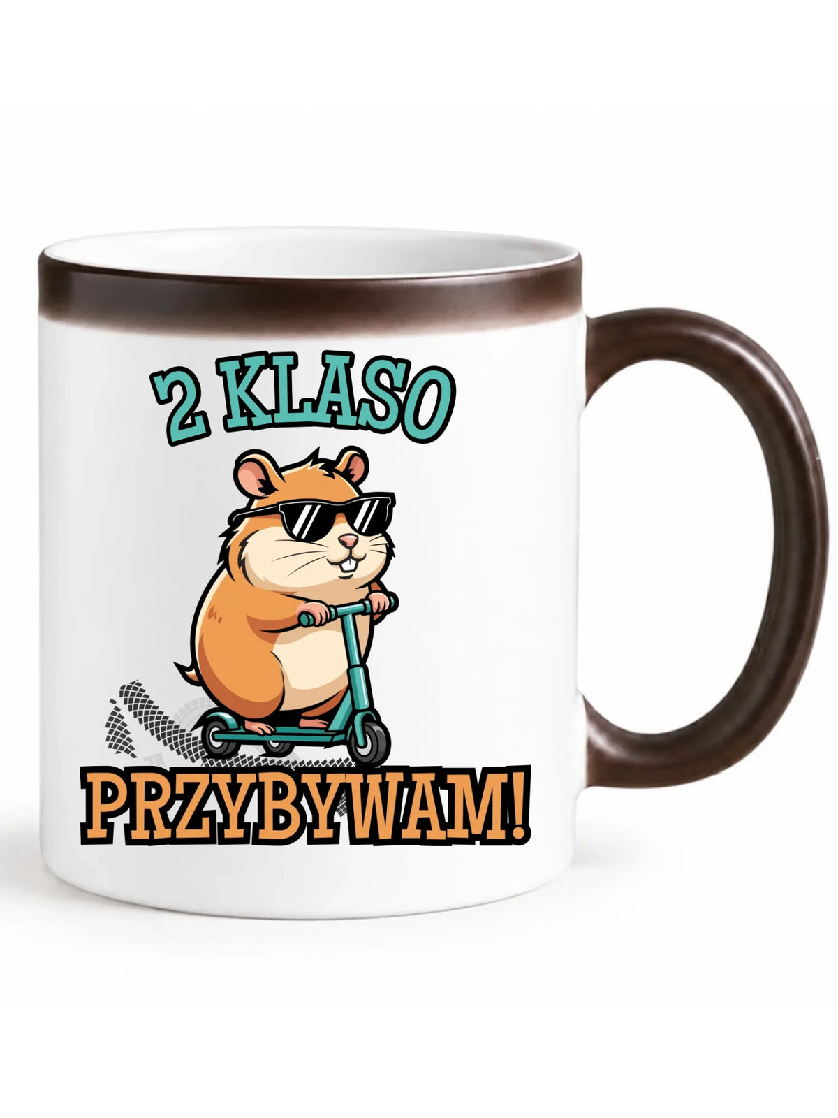 Kubek magiczny na powrót do szkoły Przybywam personalizuj klasę SZ07