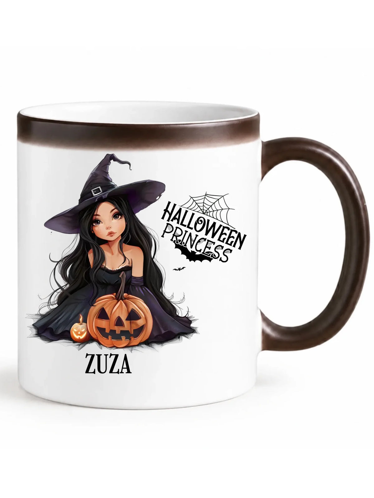 Kubek magiczny halloweenowy - Czarownica z dynią - personalizowany HL10