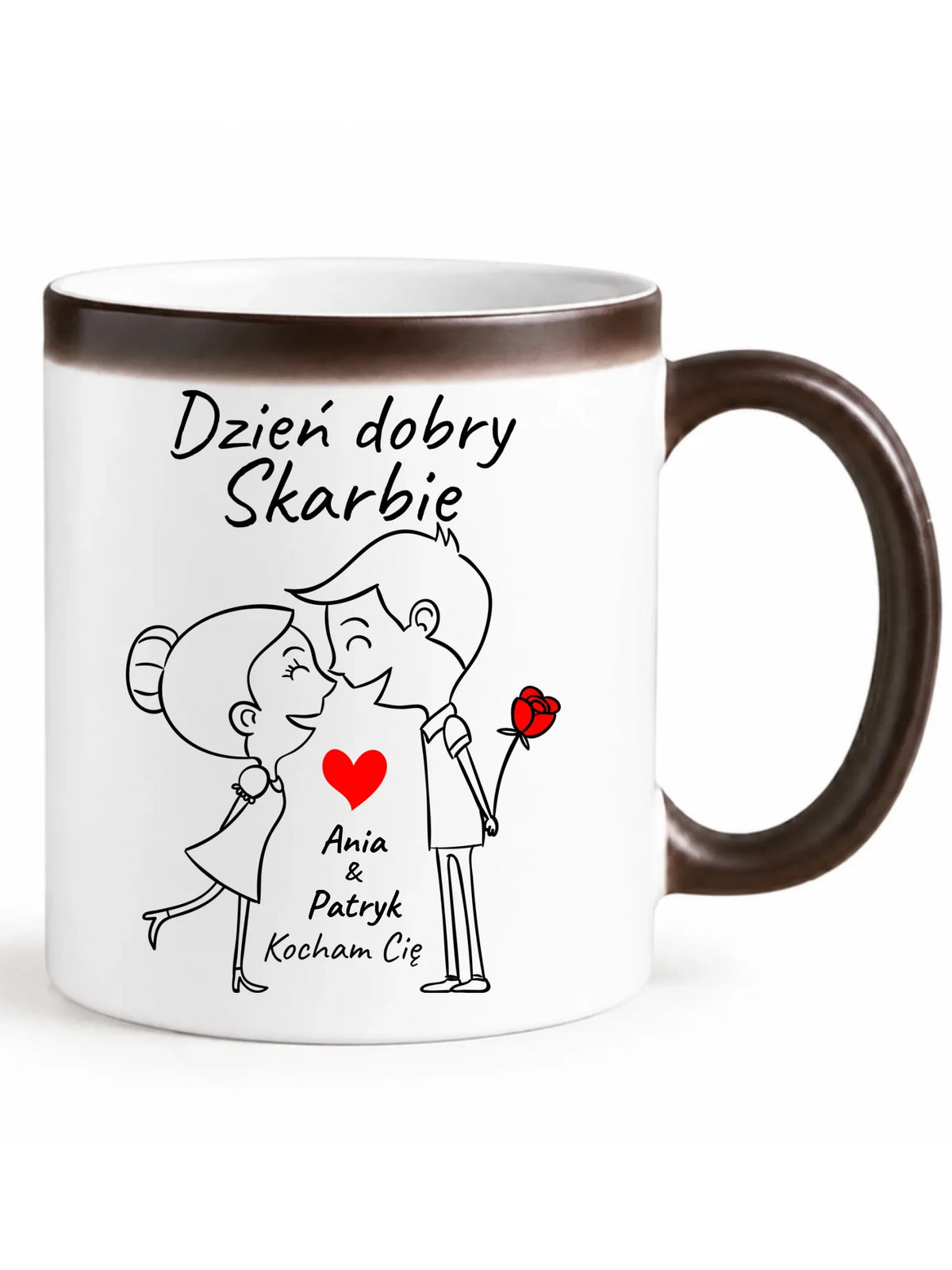 Kubek magiczny dla par - Dzień dobry Skarbie - personalizowany W15