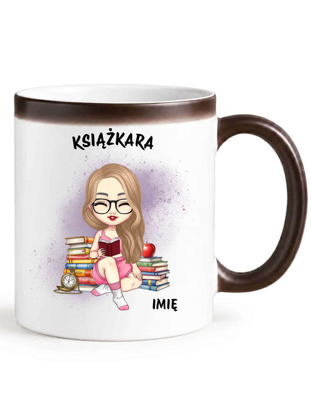 Kubek magiczny - Książkara - Prezent dla miłośniczki czytania książek - personalizowany DZ04