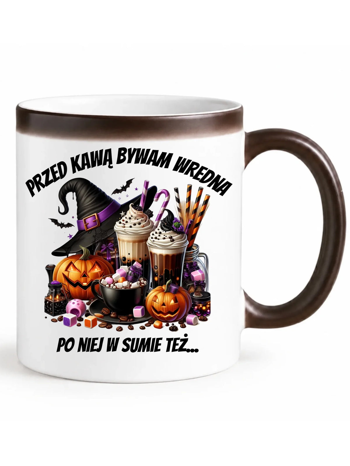 Kubek magiczny Halloween – Przed kawą bywam wredna, po niej w sumie też HL30