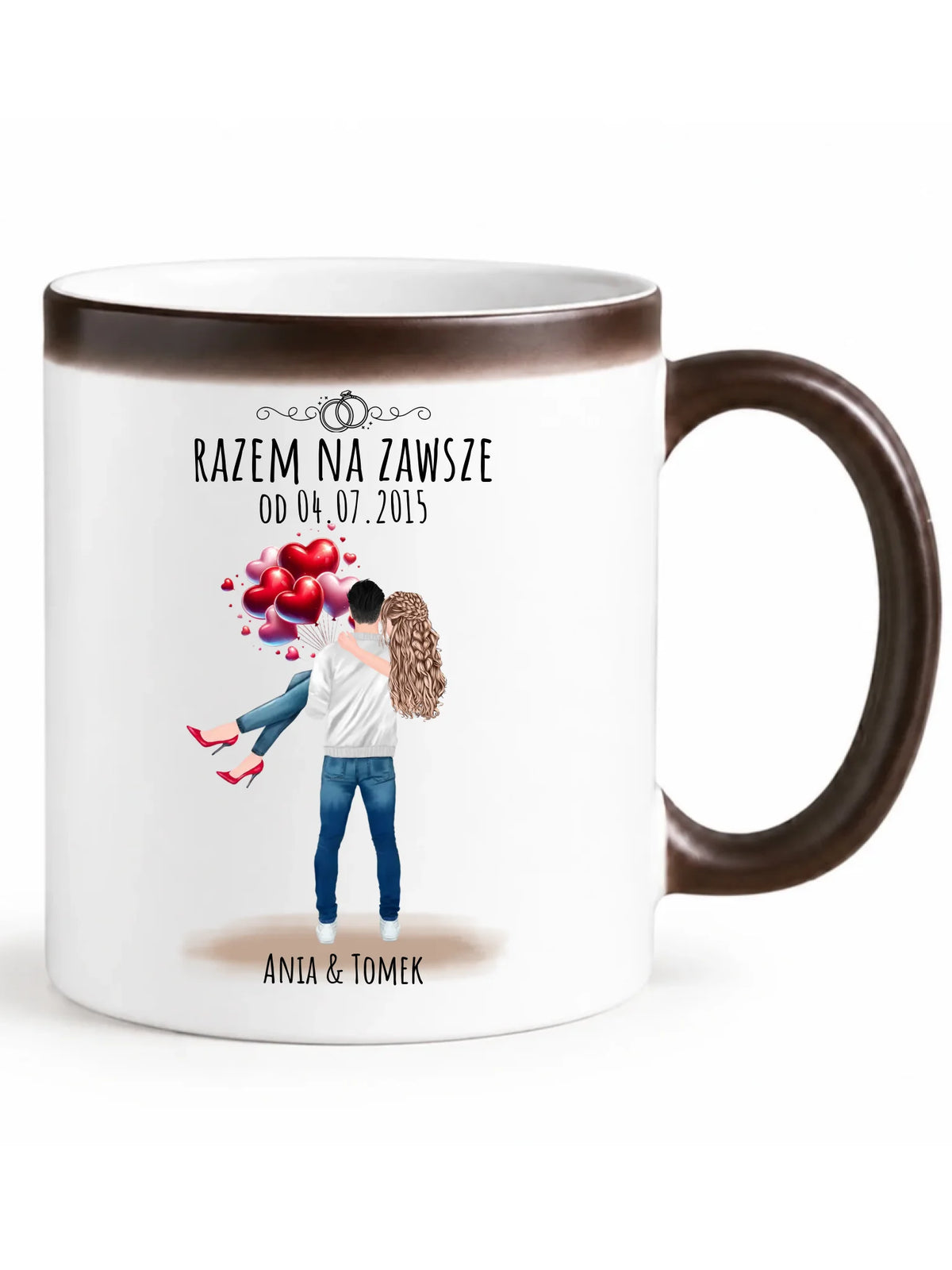Kubek magiczny dla par na rocznicę - Razem na zawsze - personalizowany W14