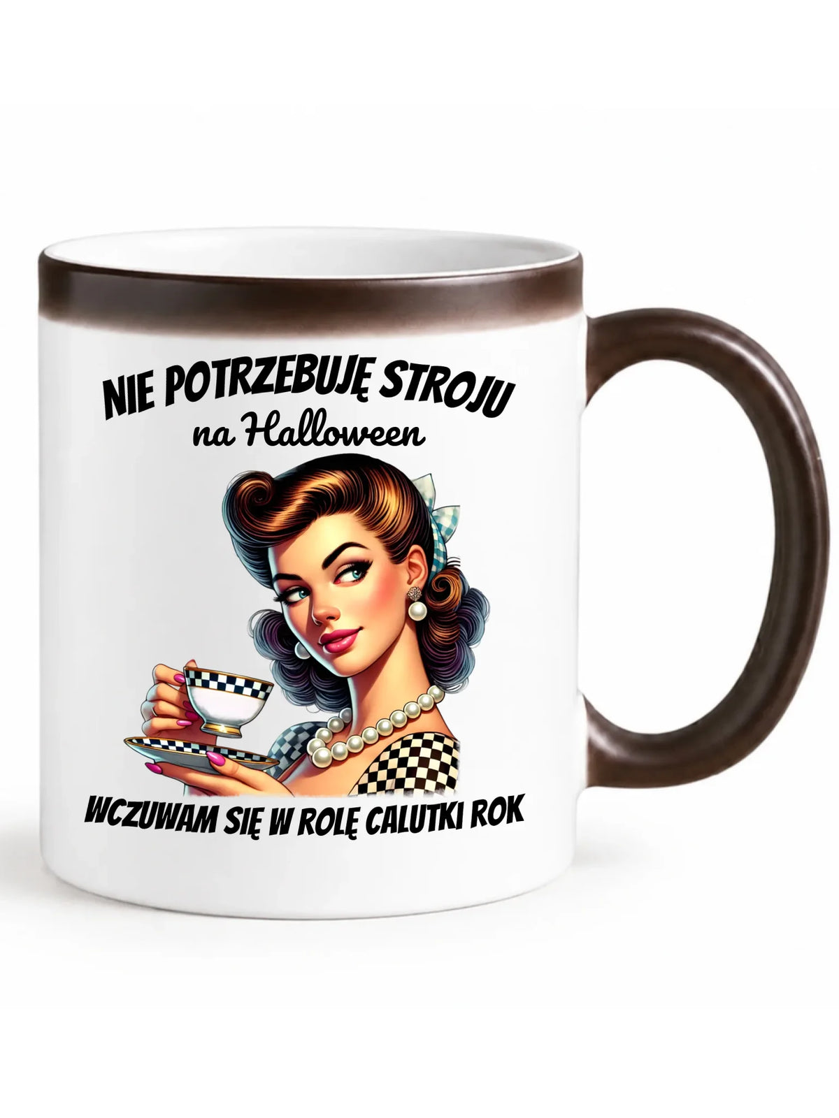 Kubek magiczny retro pin-up girl – Nie potrzebuję stroju na Halloween HL29