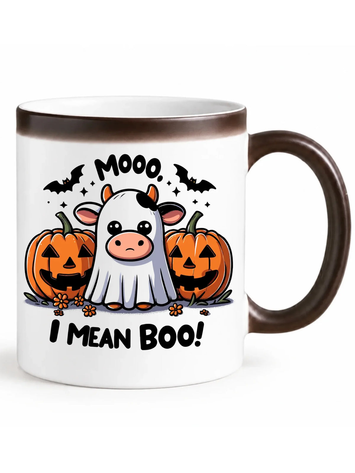 Kubek magiczny na Halloween - Mooo I mean Boo! - z dynią i duchem HL14