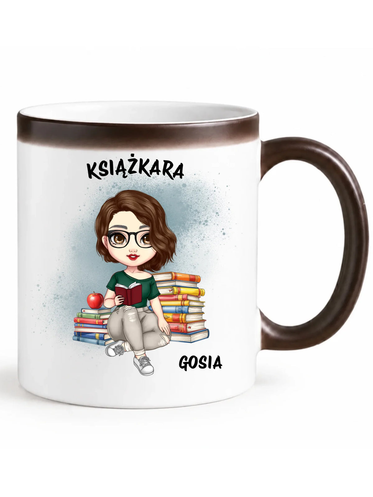 Kubek magiczny - Książkara - Prezent dla miłośniczki czytania książek - personalizowany DZ03